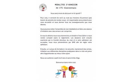 Modalités d'adhésion au CTSV